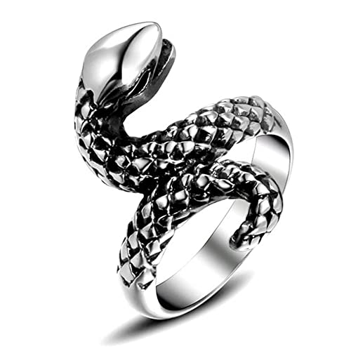 RZRPYFMM Gothic Geformter Schlangenring Trend Männer Und Frauen Tierring Retro Motorrad Punkrock Wind Viper Ring,Silber,6 von RZRPYFMM