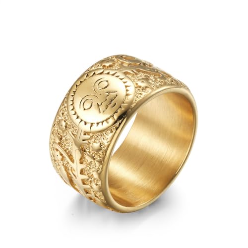 RZRPYFMM Gothic Sun Moon Star Edelstahlring Europäischer Und Amerikanischer Retro Sun Moon Star Vine Männer Und Frauen Böhmischer Verlobungsschmuckring,Gold,10 von RZRPYFMM