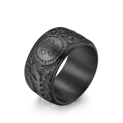 RZRPYFMM Gothic Sun Moon Star Edelstahlring Europäischer Und Amerikanischer Retro Sun Moon Star Vine Männer Und Frauen Böhmischer Verlobungsschmuckring,Schwarz,12 von RZRPYFMM