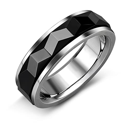 RZRPYFMM Herren Damen Drehbare Edelstahlringe Retro Geometrische Ringe Einfacher Keltischer Gothic Engagement Jubiläumsring,Schwarz,7 von RZRPYFMM