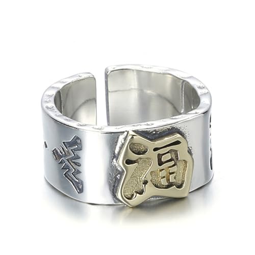 RZRPYFMM Herren S925 Sterling Silber Blessing Ring, Eine Stilvolle Nische Sterling Silber Ring,Silber,9 von RZRPYFMM