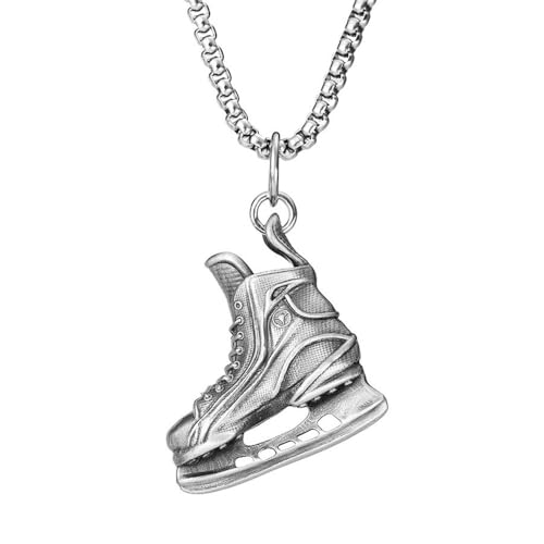 RZRPYFMM Herren Schlittschuhe Reines Zinn Anhänger, Gothic Vintage Edelstahl Halskette,Silber,Single Pendant von RZRPYFMM