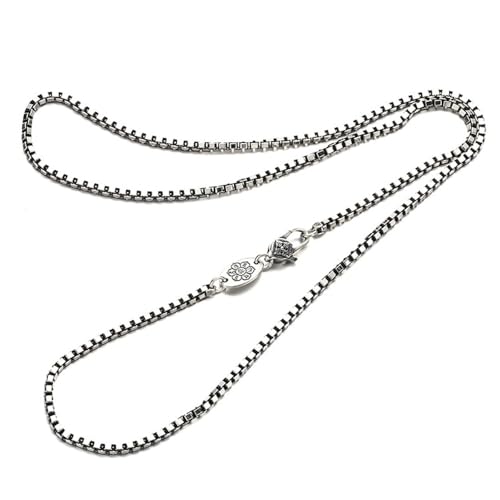 RZRPYFMM Männer Und Frauen Mode S925 Sterling Silber Quadrat Box Kette, Gothic Vintage 3Mm Halskette,Silber,70cm（27.5"） von RZRPYFMM