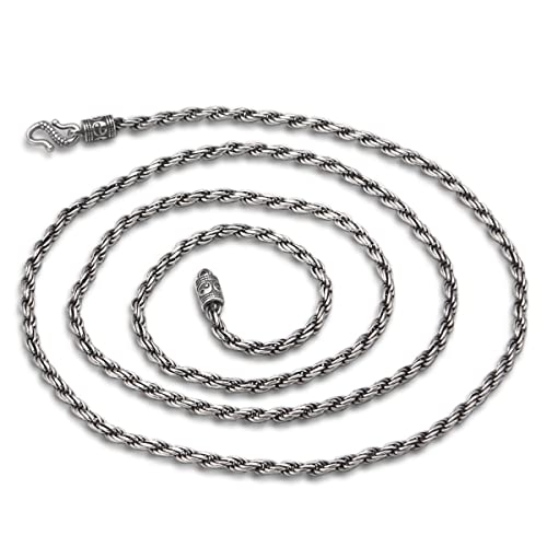 RZRPYFMM Männer Und Frauen S925 Sterling Silber Schnur Klatsch Halskette, Modische Silber Halskette,Silber,70cm von RZRPYFMM