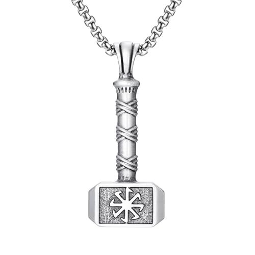 RZRPYFMM Männer Und Frauen Thor's Hammer Anhänger Aus Reinem Zinn, Viking Gothic Vintage Halskette,Silber,Single Pendant RZRPYFMM Männer Und Frauen Thor's Hammer Anhänger Aus Reinem Zinn, Viking Gothic Vintage Halskette,Silber,Single Pendant von RZRPYFMM