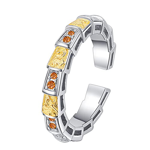 RZRPYFMM Roter Diamant S925 Sterling Silber Ring Für Damen, Einfach Und Elegant Sterling Silber Ring, 7, Silberfarben, Kristall von RZRPYFMM