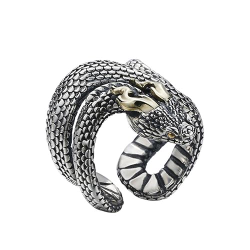 RZRPYFMM S925 Männer Sterling Silber Drachen Ring, Vintage Hip Hop Sterling Silber Ring,Silber,7 von RZRPYFMM