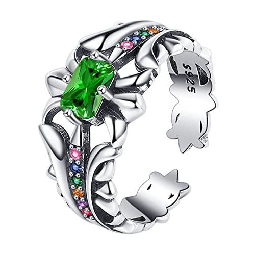RZRPYFMM S925 Sterling Silber Diamant Damen Ring Mode Punk Sterling Silber Ring, 11, Silberfarben, Kristall RZRPYFMM S925 Sterling Silber Diamant Damen Ring Mode Punk Sterling Silber Ring, 11, Silberfarben, Kristall von RZRPYFMM