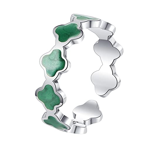 RZRPYFMM S925 Sterling Silber Frauen Avocado Grün Ring, Einfache Und Stilvolle Sterling Silber Ring, 6, Silver, Crystal von RZRPYFMM