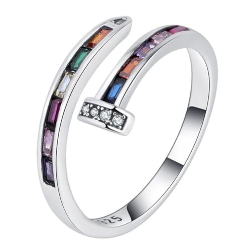 RZRPYFMM S925 Sterling Silber Frauen Ring Mit Diamanten, Hohe Mode Sterling Silber Ring,Silber,10 von RZRPYFMM