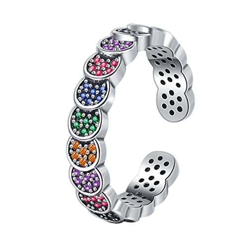 RZRPYFMM S925 Sterling Silber Funkelnde Diamant Damen Ring, Luxus Nische Vintage Sterling Silber Ring,Silber,12 von RZRPYFMM