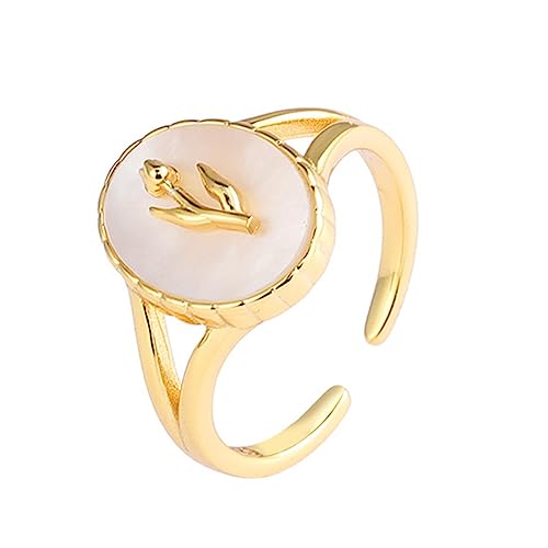 RZRPYFMM S925 Sterling Silber Graviert Tulpe Ring Für Frauen, Offen Sterling Silber Ring,Silber,11 von RZRPYFMM