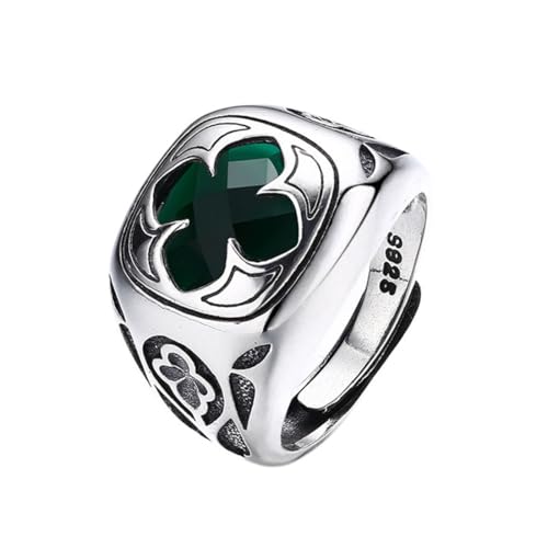RZRPYFMM S925 Sterling Silber Herren Kreuz Edelstein Ring, Gothic Öffnung Einstellbare Mode-Schmuck,Silber,8# von RZRPYFMM