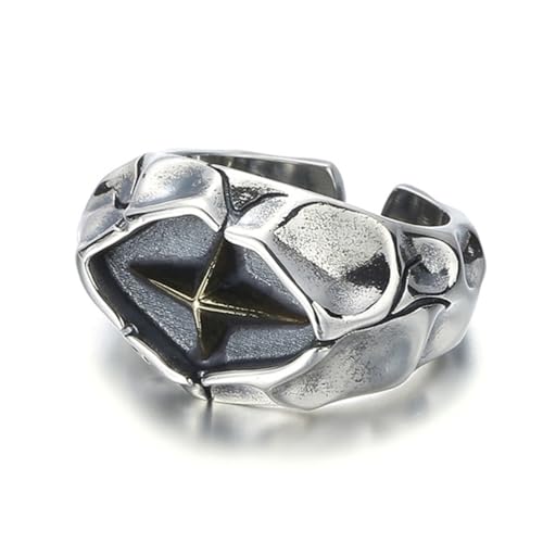 RZRPYFMM S925 Sterling Silber Kreuz Männer Ring, Mode Punk Hip Hop Sterling Silber Ring,Silber,8 von RZRPYFMM