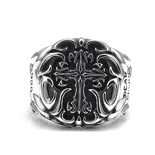 RZRPYFMM S925 Sterling Silber Kreuz Männer Ring, Punk Hip Hop Sterling Silber Ring,Silber,11 von RZRPYFMM