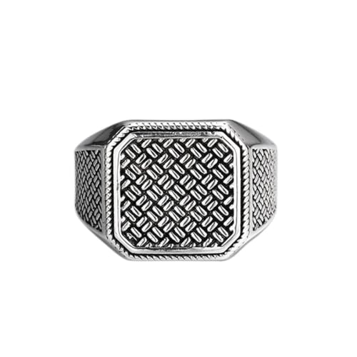 RZRPYFMM S925 Sterling Silber Männer Quadrat Gewebt Ring, Gothic Öffnung Einstellbare Mode-Schmuck,Silber,9# von RZRPYFMM