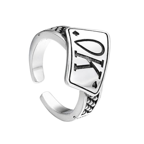 RZRPYFMM S925 Sterling Silber Männer Und Frauen Einfach Ok Ring, Gothic Öffnung Einstellbar Modeschmuck,Silber,7# von RZRPYFMM