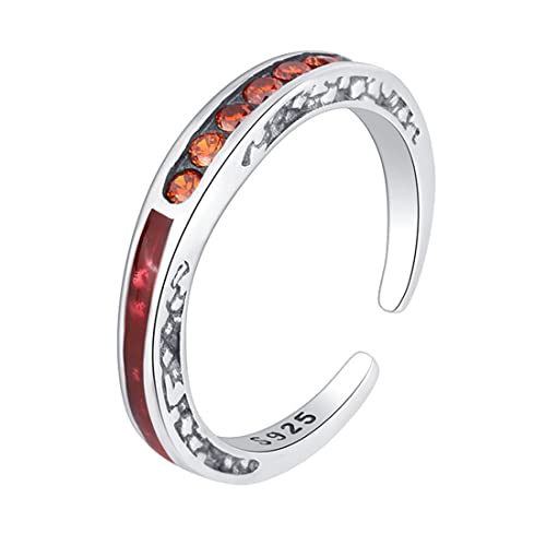 RZRPYFMM S925 Sterling Silber Orange Zirkonia Frauen Ring, Fein Und Einfach Sterling Silber Ring,Silber,7 von RZRPYFMM