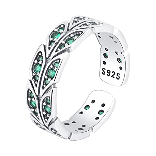 RZRPYFMM S925 Sterling Silber Pfauenschwanz Ring Mit Diamanten Für Damen, Einfache Und Stilvolle Sterling Silber Ring,Silber,8 von RZRPYFMM