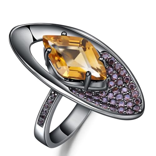 RZRPYFMM S925 Sterling Silber Ring Mit Kristallen Für Damen, Eleganter Und Edler Edelsteinring,Silber,10 von RZRPYFMM