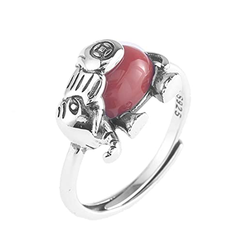 RZRPYFMM S925 Sterling Silber Rubin Ring Für Frauen, Elefanten-Förmigen Einfachen Sterling Silber Ring,Silber,5 von RZRPYFMM