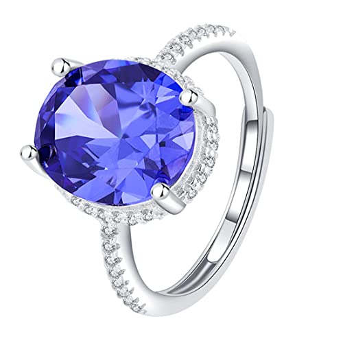 RZRPYFMM S925 Sterling Silber Saphir Frauen Ring, Eine Stimmungsvolle Und Stilvolle Sterling Silber Ring, 8, Silver, Crystal von RZRPYFMM