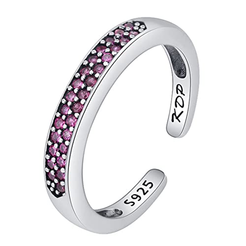 RZRPYFMM S925 Sterling Silber Verlobungsring Mit Farbigen Edelstein, Stilvolle Und Einfache Sterling Silber Ring, 11, Silver, Crystal von RZRPYFMM