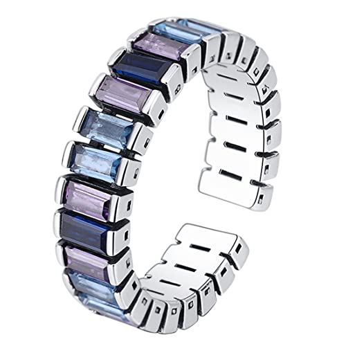 RZRPYFMM S925 Sterling Silber abgestuften quadratischen Diamant offenen Ring für Frauen, Nische Design Ring,Silber,7 von RZRPYFMM