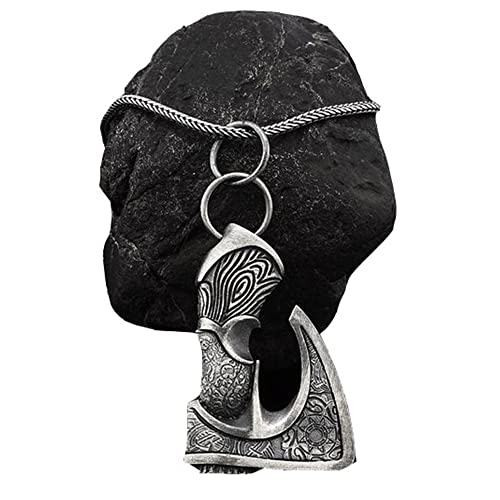 RZRPYFMM Viking Axt Anhänger Halskette Männer Und Frauen Nordic Retro Schmuck Keltische Axt Anhänger Skandinavischer Schmuck Anhänger,Silber,60 von RZRPYFMM