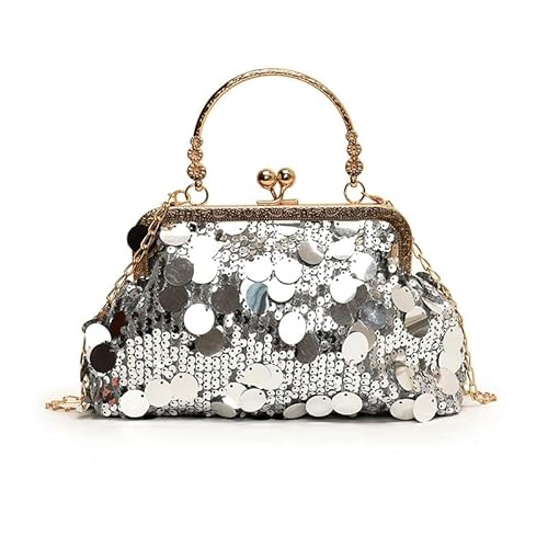 RZTA Damen Glitzer Clutch Abendhandtaschen Sparkly Clutch Triangle Geldbörse für 1920er Jahre Party Abschlussball Hochzeit, D2 Silber von RZTA
