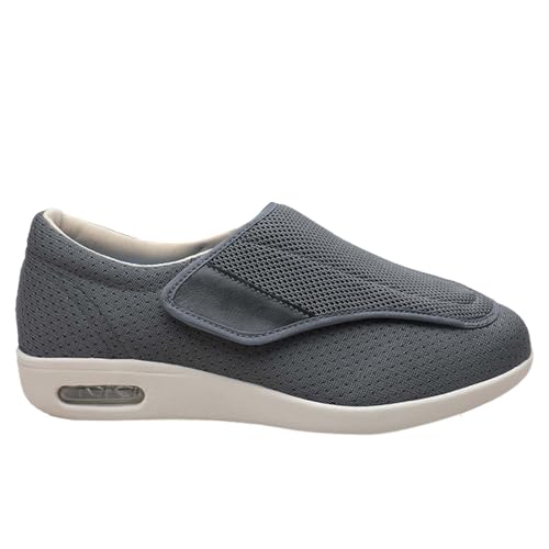 RZYW Herren Diabetiker Schuhe Herren Klettverschluss Schuhe Orthopädische Turnschuhe für Damen Diabetiker-Wanderschuhe Mesh Atmungsaktiv Sandals Air Cushion,Grau,47 EU von RZYW