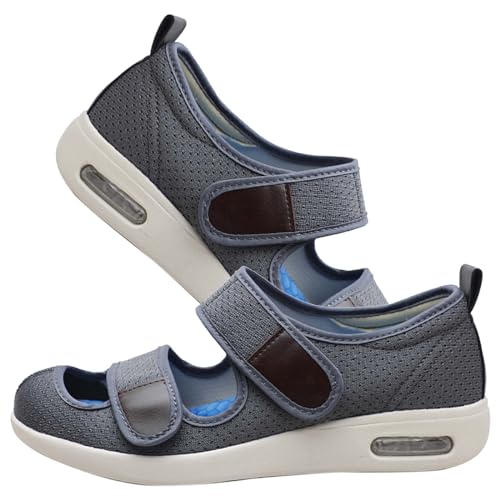 RZYW Klettsandale Verband- und Rehaschuhe Bequeme Schuhe Damen breite füße Atmungsaktive Mesh-Up-Plateau-Turnschuhe Diabetiker Schuhe Herren valgus Wide verbandsschuhe,Grau,37.5 EU von RZYW