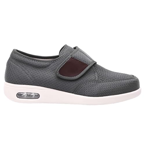 RZYW Schuhe Herren Klettverschluss Senioren Hausschuhe Diabetiker Schuhe Herren Extra Weit Orthopädische Schuhe Extra Weit Gesundheitsschuhe Herren,Grau,40.5 EU von RZYW