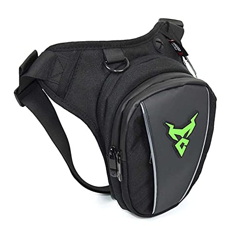 Beintasche Motorrad Motorrad Drop Taille Bein Tasche Oberschenkel Gürtel HipBumWasserdichte Motorrad/Handy Geldbörse Fanny Pack Taschen Motorrad Beintasche (Color : Green Remark) von RaamKa