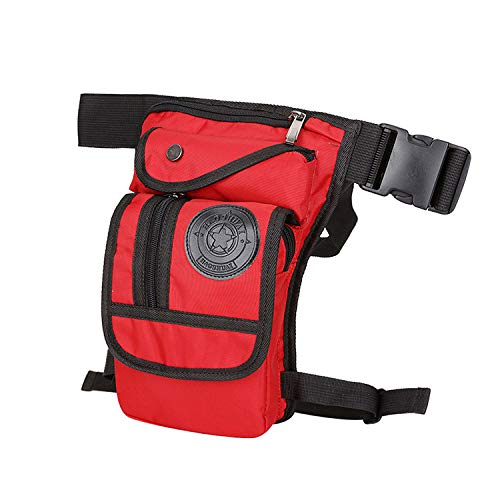 Beintasche Motorrad Motorrad Taille Tasche Mode Leinwand Drop Beinbeutel Muiti Funktionale Messenger Umhängetasche Motorrad Stil Tasche Motorrad Beintasche (Color : Red) von RaamKa