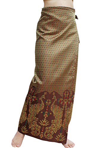 RaanPahMuang Brand Full Star Line Motif Thailand Silk Wrap Skirt Thai Formal Sarong von RaanPahMuang