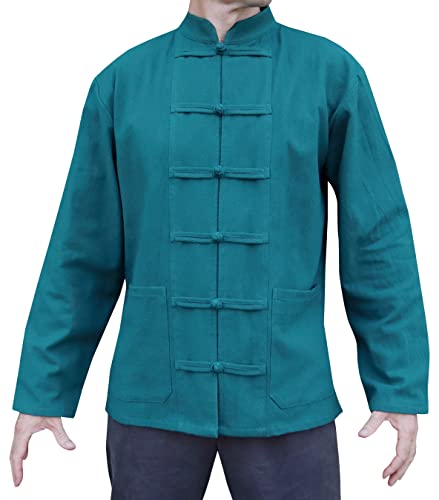 RaanPahMuang Chinesische Jacke aus dicker Muang-Baumwolle, Mandarine, Frosch, Knopfleiste vorne, Castleton Green, XXL von RaanPahMuang