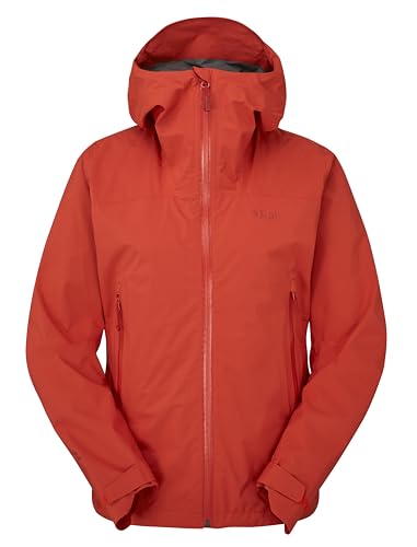 Rab Damen Downpour Light Jacket - Leichter wasserdichter Kapuzenmantel zum Wandern & Trekking, Rote Grapefruit, XL von Rab