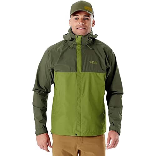 Rab Downpour Eco Herren-Jacke, wasserdicht, atmungsaktiv, zum Wandern, Trekking, Klettern, Army/Aspen Green, S von Rab