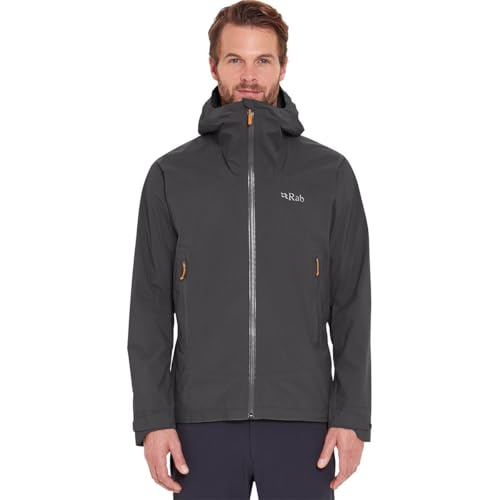 Rab Herren Downpour Light Jacket - Leichter wasserdichter Kapuzenmantel zum Wandern & Trekking, Anthrazit, L Rab Herren Downpour Light Jacket - Leichter wasserdichter Kapuzenmantel zum Wandern & Trekking, Anthrazit, L von Rab