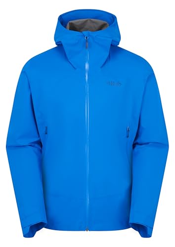 Rab Herren Downpour Light Jacket - Leichter wasserdichter Kapuzenmantel zum Wandern & Trekking, Maya, blau, L von Rab