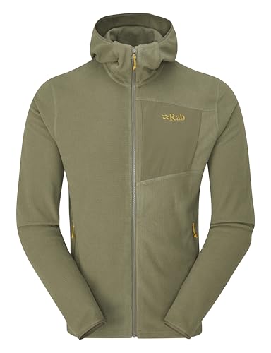 Rab Herren Tecton Hoody - Full-Zip Fleecejacke zum Wandern & Klettern, Hellkhaki, L von Rab