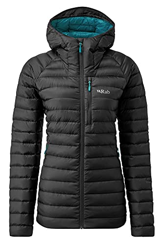 Rab Microlight Alpenjacke für Damen, lang, leicht, warm, winddicht, atmungsaktiv, verstaubar Gr. 44, Schwarz von Rab