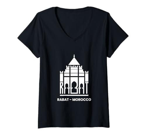 Damen Rabat, Marokko Hauptstadt Tour Touristen Marokkaner Urlaub T-Shirt mit V-Ausschnitt von Rabat Morroco City Designs by Fasaza