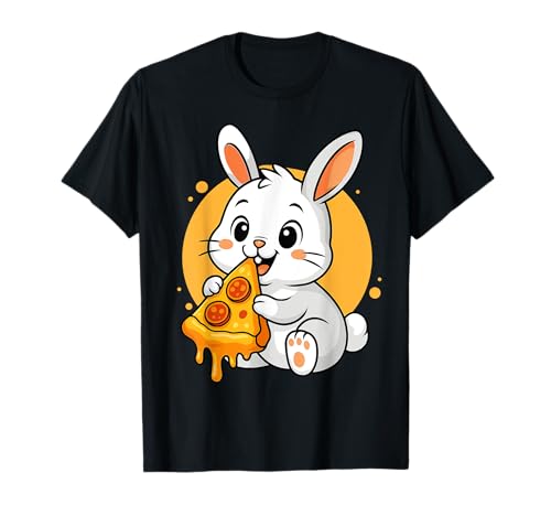Lustiges Kaninchen isst Pizza Grafik Jungen Mädchen Kaninchenliebhaber T-Shirt von Rabbit Eating Pizza Graphic Design