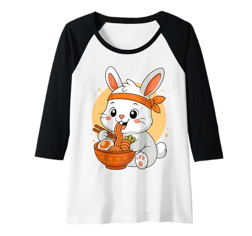 Damen Kawaii Rabbit Isst Ramen-Grafik Japanisches Kaninchen-Motiv Raglan Damen Kawaii Rabbit Isst Ramen-Grafik Japanisches Kaninchen-Motiv Raglan von Rabbit Eating Ramen Funny Japanese Kawaii Design