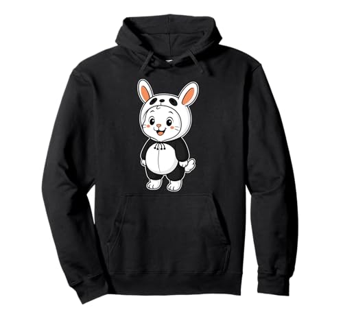 Kawaii Kaninchen im Panda Kostüm für Mädchen Kinder Kaninchenliebhaber Pullover Hoodie von Rabbit In Panda Costume Kawaii Design