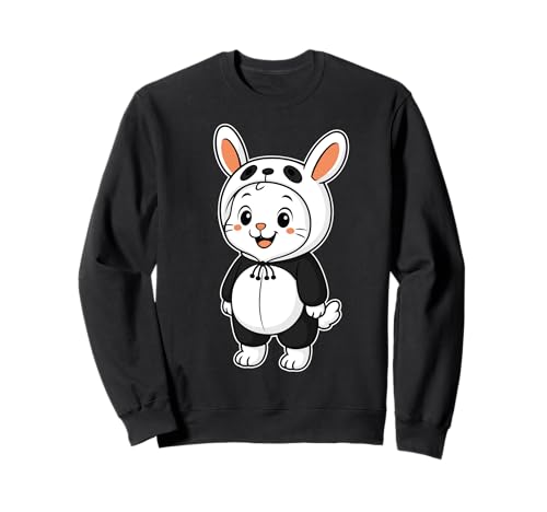 Kawaii Kaninchen im Panda Kostüm für Mädchen Kinder Kaninchenliebhaber Sweatshirt von Rabbit In Panda Costume Kawaii Design