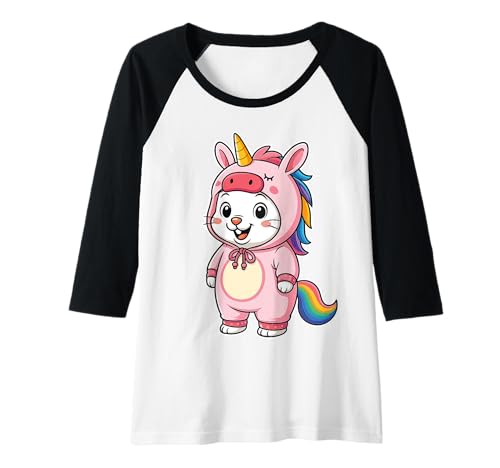 Damen Kawaii Kaninchen im Einhorn Kostüm für Mädchen Kinder Einhorn Raglan von Rabbit In Unicorn Costume Kawaii Design