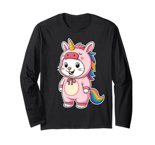 Kawaii Kaninchen im Einhorn Kostüm für Mädchen Kinder Einhorn Langarmshirt von Rabbit In Unicorn Costume Kawaii Design